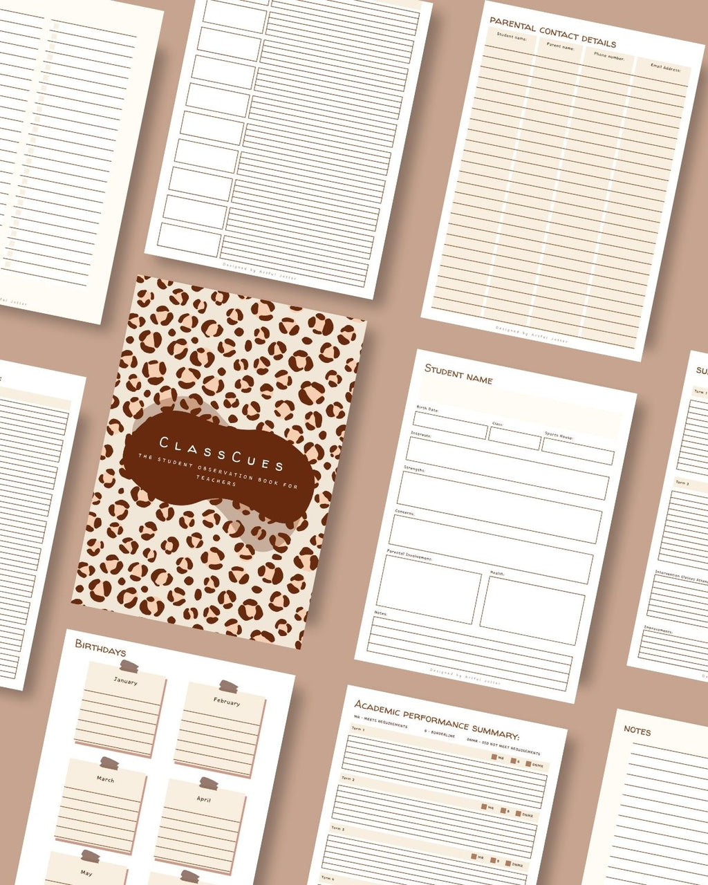 Inside page preview of ClassCues student profile layout.