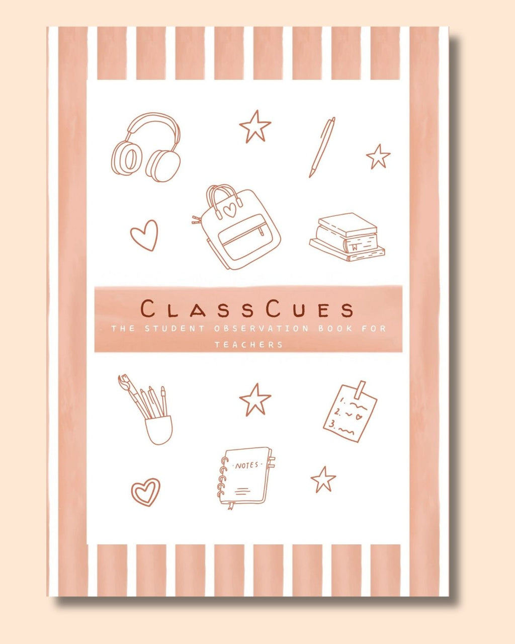 ClassCues Teacher Observation Book — Peach Stripes printable cover
