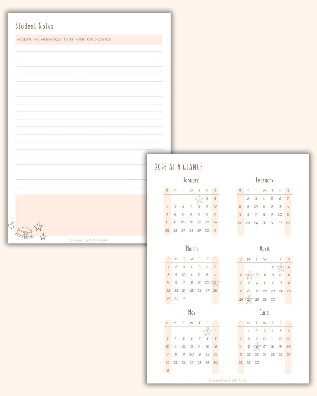 ClassFlow planner daily and monthly page layout