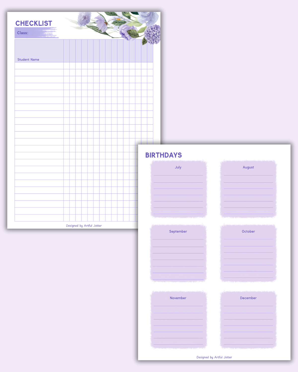 ClassFlow — Teacher Planner (Purple Florals Printable PDF)
