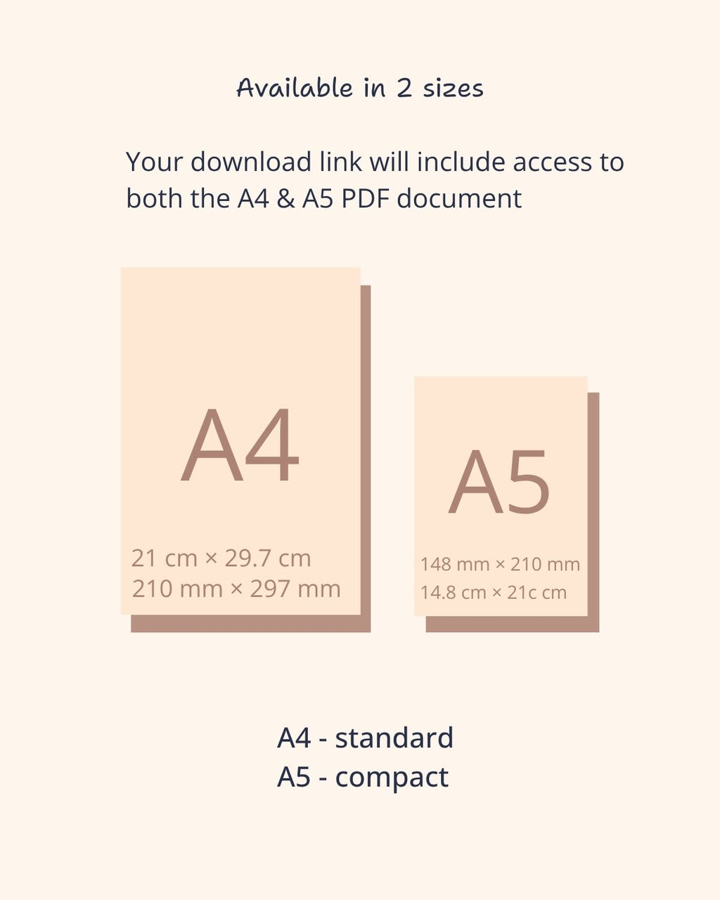 a4 and a5 page size visual