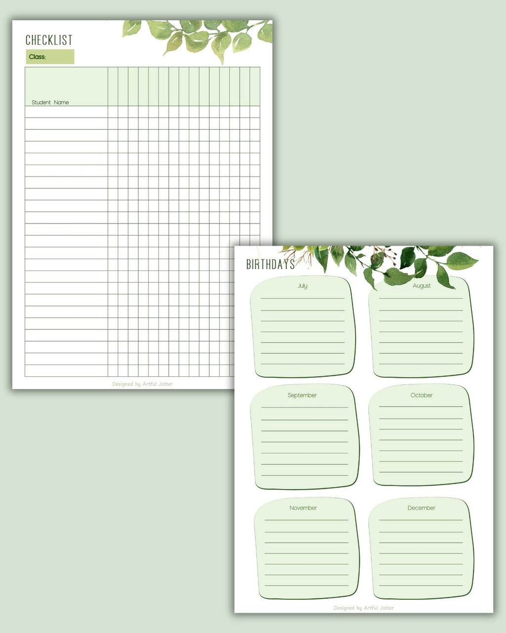 Interior preview of ClassFlow checklist and birthdays