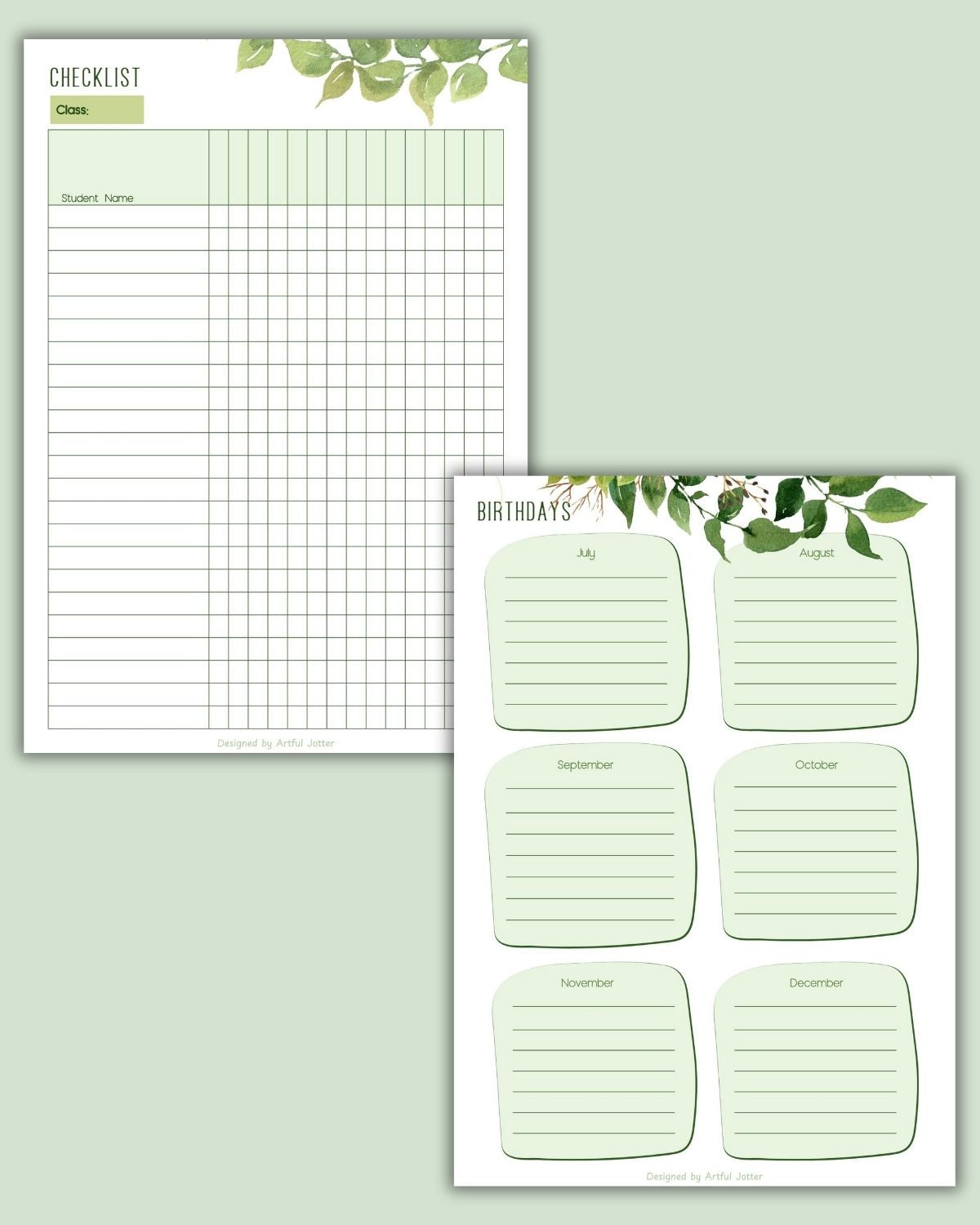 Interior preview of ClassFlow checklist and birthdays