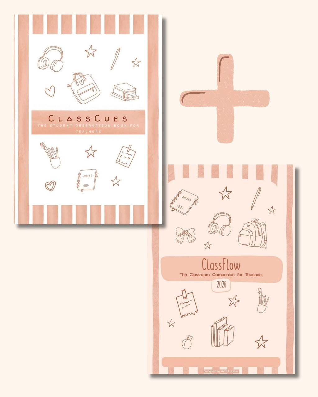 Teacher Toolkit Bundle | Peach Stripes | ClassFlow + ClassCues Printable PDFs